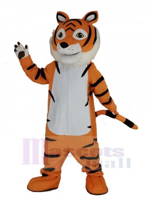 Friendly Tiger Mascot Costume Cartoon