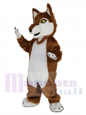 Brown Wolf with Yellow Eyes Mascot Costume Animal