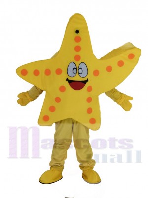 Smiling Yellow Starfish Mascot Costume