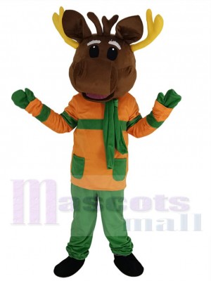 Christmas Deer Mascot Costume Animal with Yellow Antlers