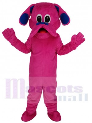 Cute Magenta Dog Mascot Costume Cartoon