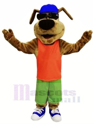 Happy Dog with Glasses Mascot Costumes Cartoon	