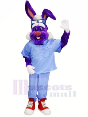 Doctor Rabbit with Blue Shirt Mascot Costumes Animal