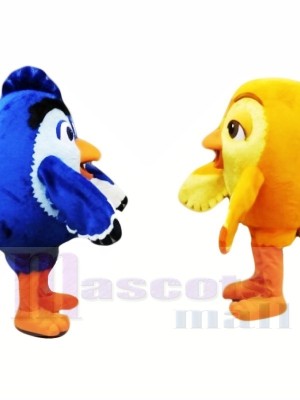 College Blue and Yellow Bird Mascot Costumes