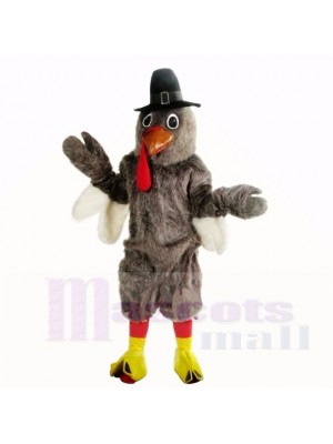 Grey Turkey with Black Hat Mascot Costumes Adult