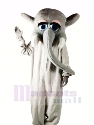 Grey Elephant with Big Eyes Mascot Costumes Cartoon	