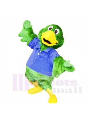 Green Parrot with Blue Shirt Mascot Costumes School