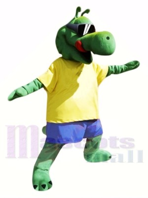 Cool Alligator with Yellow T-shirt Mascot Costumes Animal