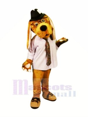 Brown Dog with Glasses Mascot Costumes Cartoon	