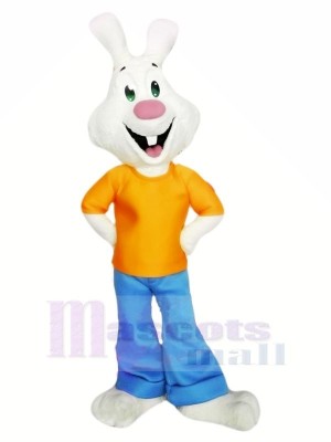 White Rabbit with Orange T-shirt Mascot Costumes	