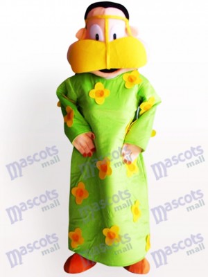 Fat Woman In Green Clothes Cartoon Adult Mascot Costume