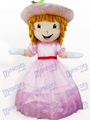Pink Strawberry Shortcake Girl Cartoon Adult Mascot Costume