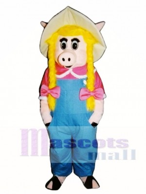 Niedlich Matrose Ferkel Schwein mit Overalls & Hut Maskottchen Kostüm