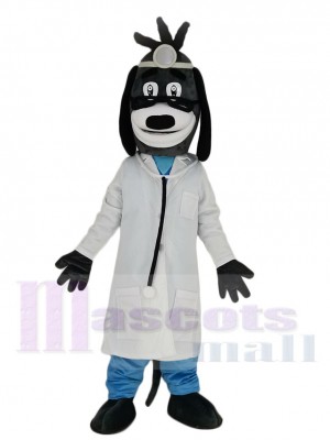 Doctor Dog with Black Glasses Mascot Costume Animal