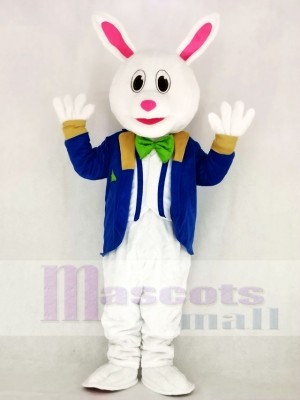 Funny Easter Bunny Rabbit with Blue Suit Mascot Costume School 	