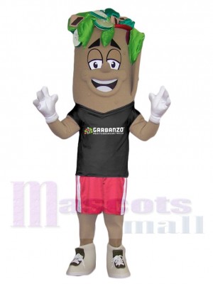 Black T-shirt Pita Bread Mascot Costume Cartoon