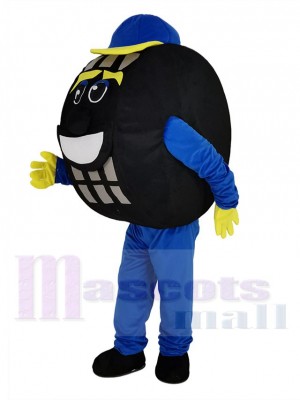 Blue and Black Auto Tyre Cab Tire Mascot Costume