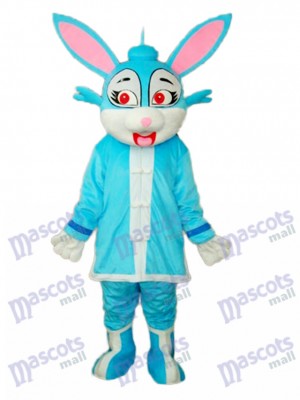 Easter Blue Rabbit in Padded Coat Mascot Adult Costume Animal 