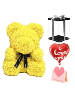 Yellow Rose Teddy Bear Flower Bear Best Gift for Mother's Day, Valentine's Day, Anniversary, Weddings and Birthday