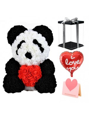 Panda Rose Bear with Red Heart Best Gift for Mother's Day, Valentine's Day, Anniversary, Weddings and Birthday