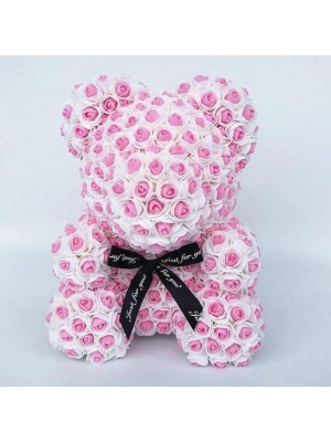 Newstyle Pink Rose Teddy Bear Flower Bear Best Gift for Mother's Day, Valentine's Day, Anniversary, Weddings and Birthday