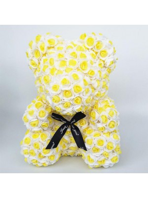 Newstyle Yellow Rose Teddy Bear Flower Bear Best Gift for Mother's Day, Valentine's Day, Anniversary, Weddings and Birthday