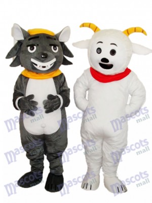 Pleasant Goat & Grey Bad Wolf Mascot Adult Costume Animal 