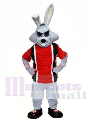 Sporty Gray Rabbit Mascot Costume 