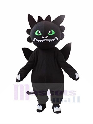 Black Dragon with Green Eyes Mascot Costumes Cartoon