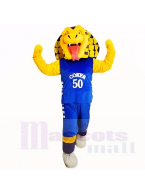 Sports Cobra Snake with Blue Shirt Mascot Costumes Cartoon