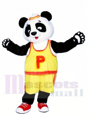 Yellow T shirt Panda Mascot Costume 