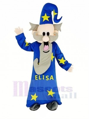 Wizard Magician with Blue Coat Mascot Costume People