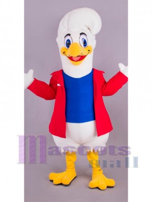 Sparkling Goose in Red Jacket Mascot Costume Animal
