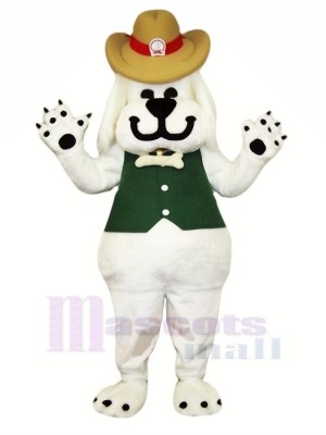 Smiling White Dog Mascot Costumes Cartoon