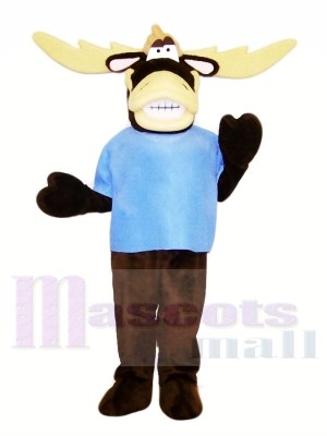 Funny Moose with Blue T-shirt Mascot Costumes Animal