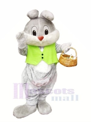 Christmas Bunny with Green Vest Mascot Costumes Animal