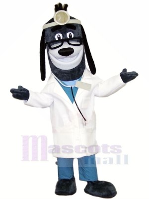 Doctor Hound Dog with Glasses Mascot Costumes Animal