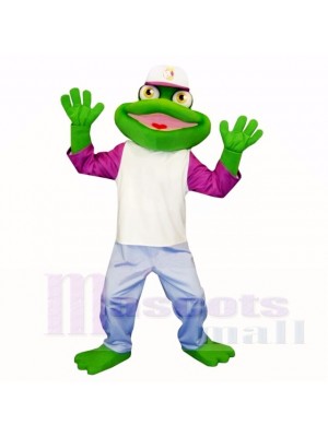 Sport Frog with Hat Mascot Costumes Cartoon