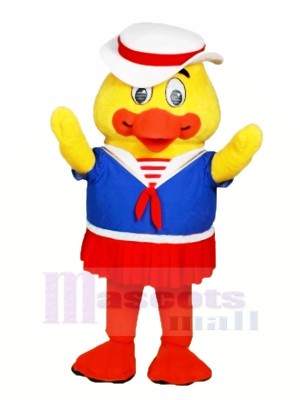 Mama Duck with White Hat Mascot Costume Cartoon