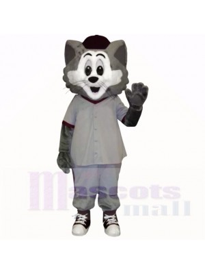 Grey and White Cat with Big Eyes Mascot Costumes Cartoon