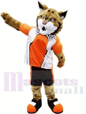 Bobcat with Orange Suit Mascot Costumes Animal