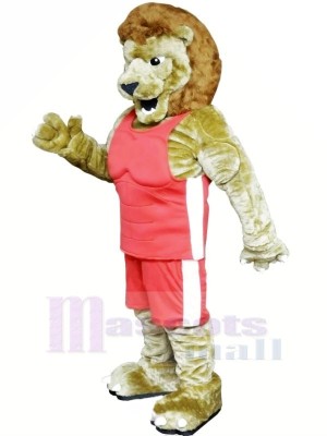 Power Lion with Pink Suit Mascot Costumes Cartoon