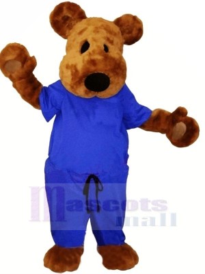 Brown Teddy Bear with Blue Suit Mascot Costumes Animal