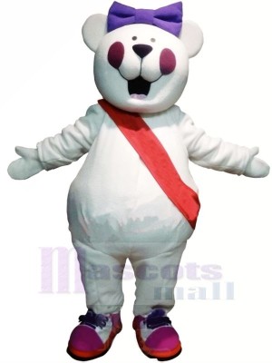 Funny Bear with Purple Bowknot Mascot Costumes