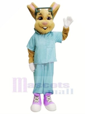 Doctor Bunny with Blue Suit Mascot Costumes Animal