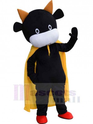 High Quality Cow with Yellow Cape Mascot Costume Animal