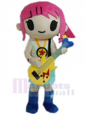 Cool Guitar Girl Mascot Costume People