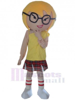 Yellow Hair Girl Mascot Costume People