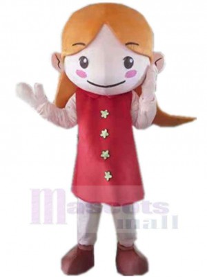 Girl in Red Dress Mascot Costume People