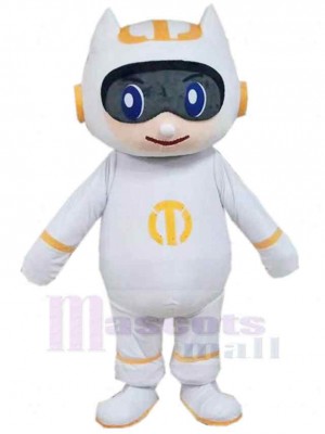 Cute White Robot Mascot Costume People